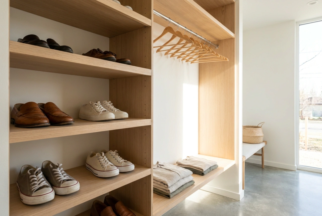 Comment diviser un placard d'entrée pour les chaussures et les manteaux