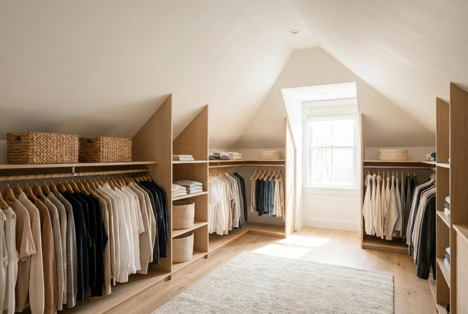 Comment aménager un petit dressing sous pente sans encombrer le passage