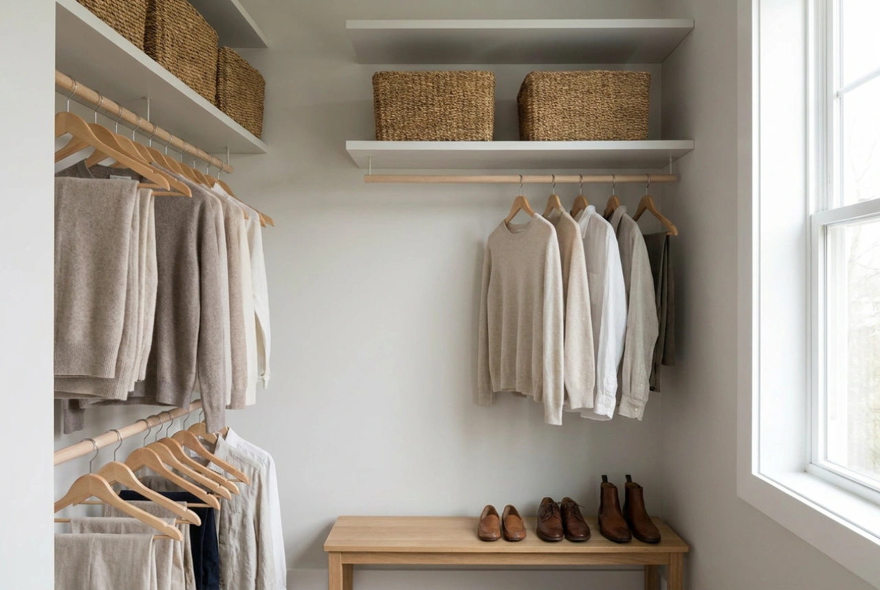 Comment organiser l'intérieur d'un placard d'entrée pour les vestes, chaussures et accessoires