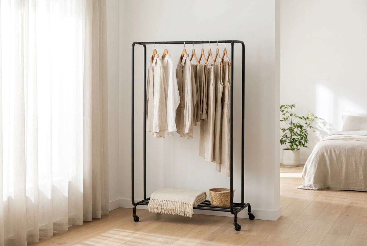 Comment utiliser un portant à vêtements sur roulettes sans créer de désordre
