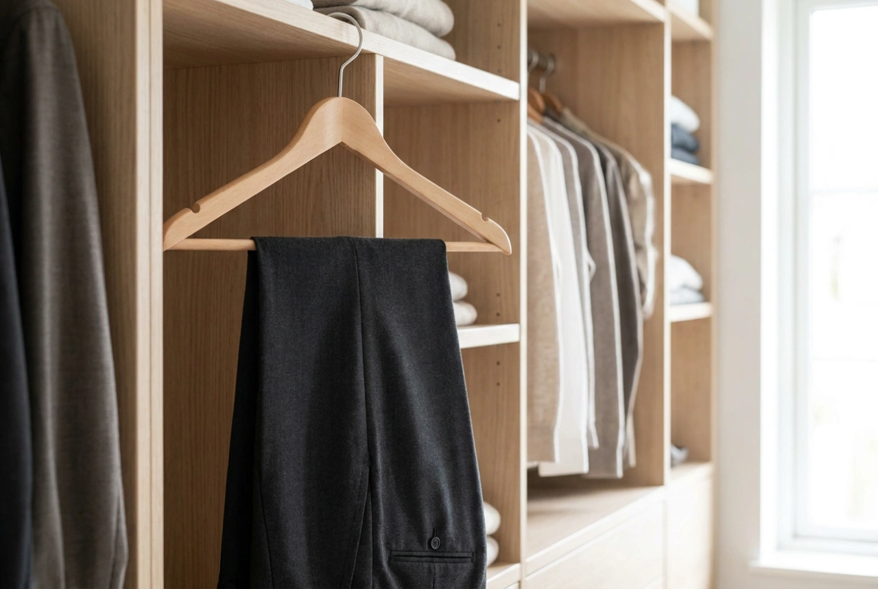 Comment choisir un cintre à pantalons pour éviter les plis dans votre garde-robe