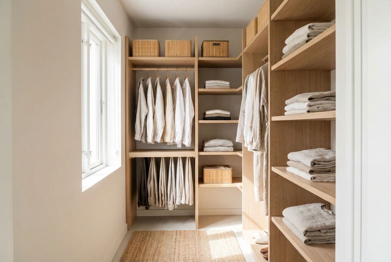 Comment aménager un dressing étroit dans la chambre sans encombrer l'espace du lit