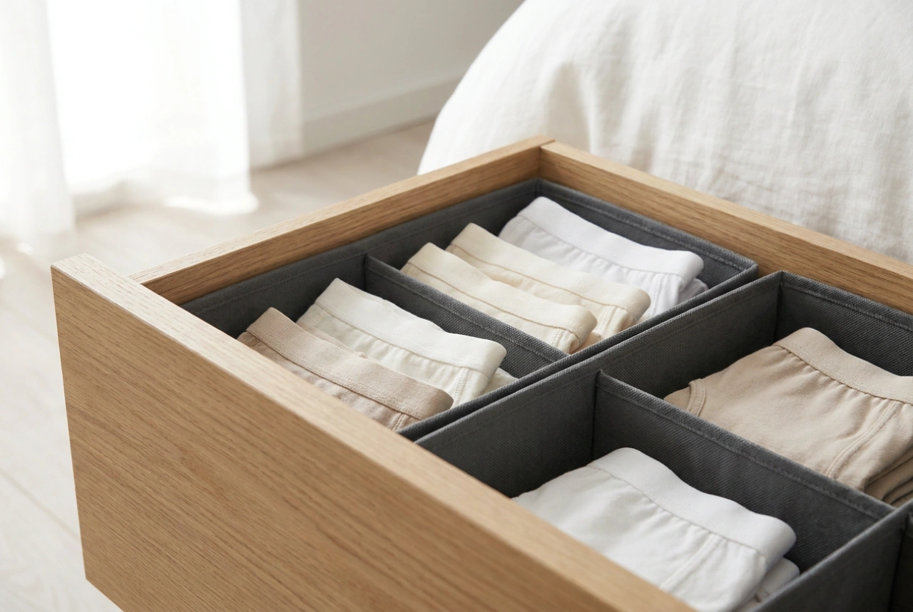 Comment organiser un tiroir à sous-vêtements avec des séparateurs et maintenir l'ordre