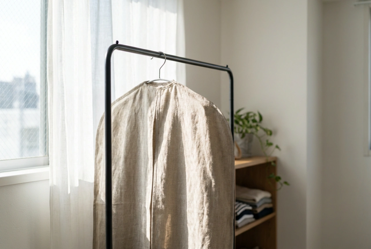 Housse pour portant à vêtements et protection du dressing ouvert
