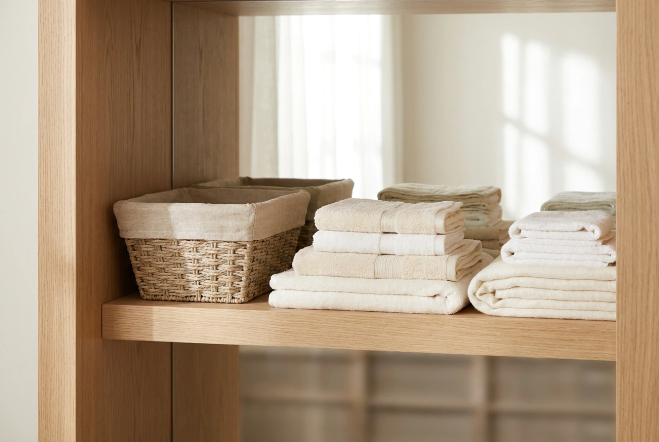Panier à linge dans l'armoire et système simple de tri des vêtements