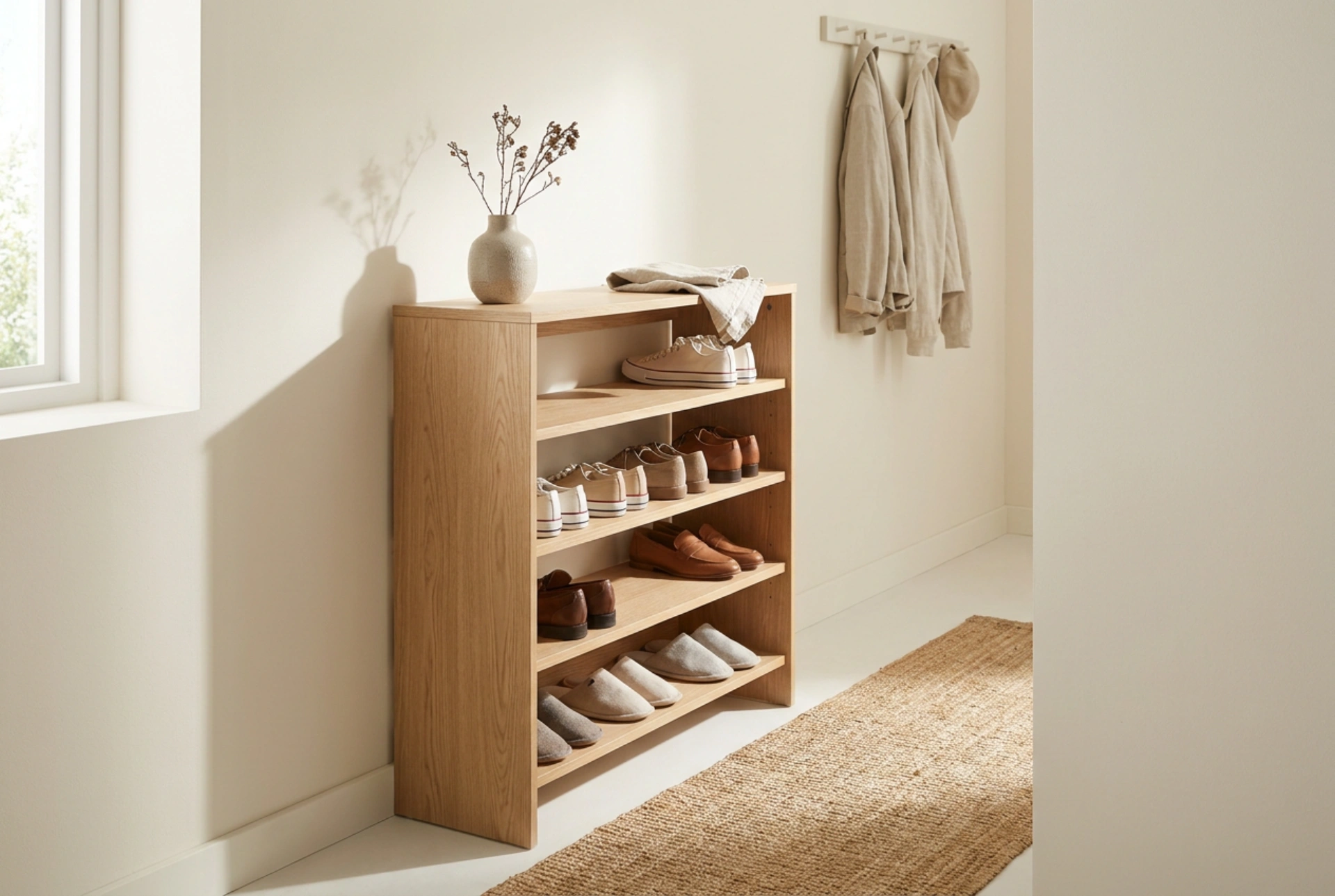 Un meuble à chaussures étroit pour optimiser les entrées exigües
