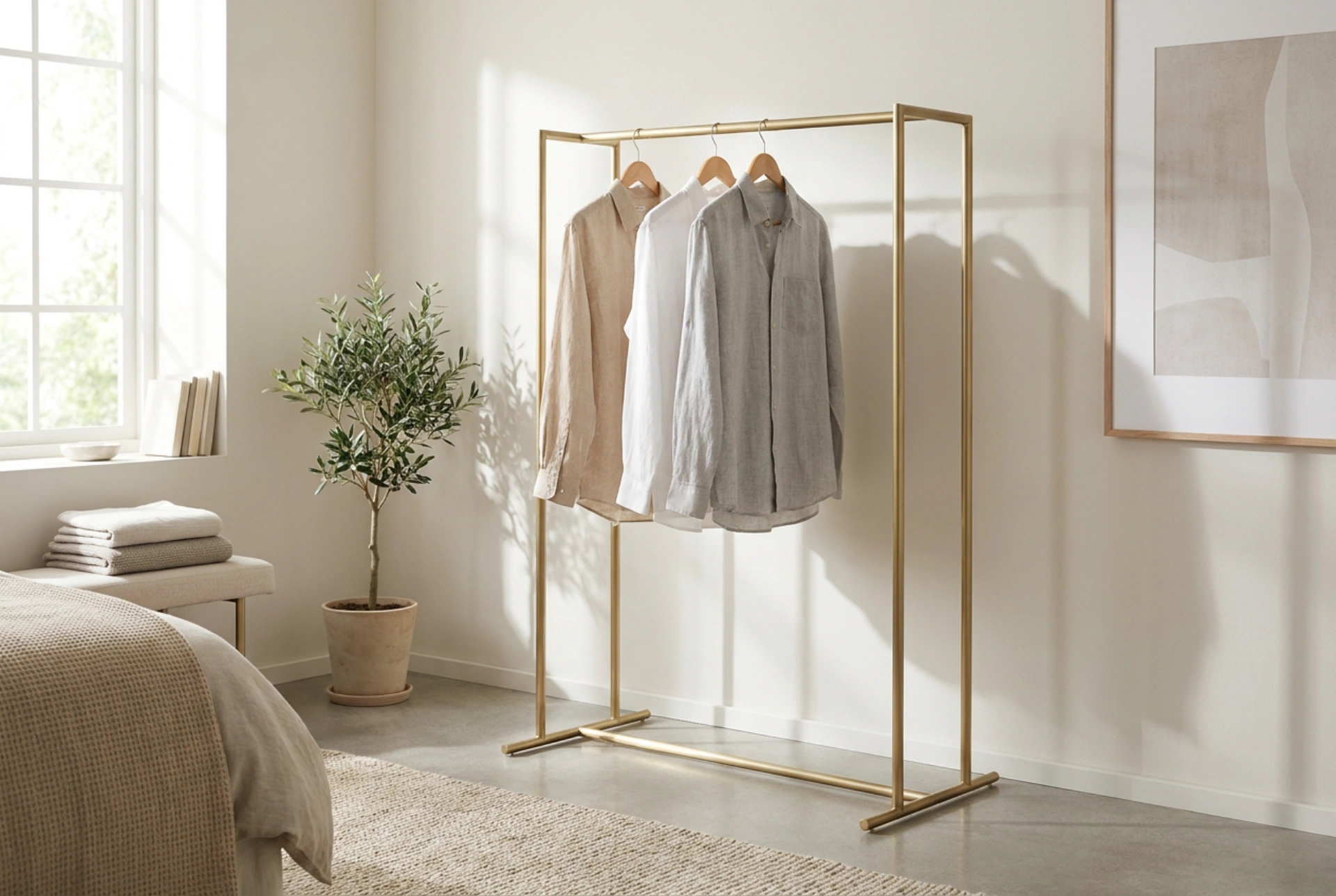 Comment utiliser un portant à vêtements doré sans encombrer sa chambre