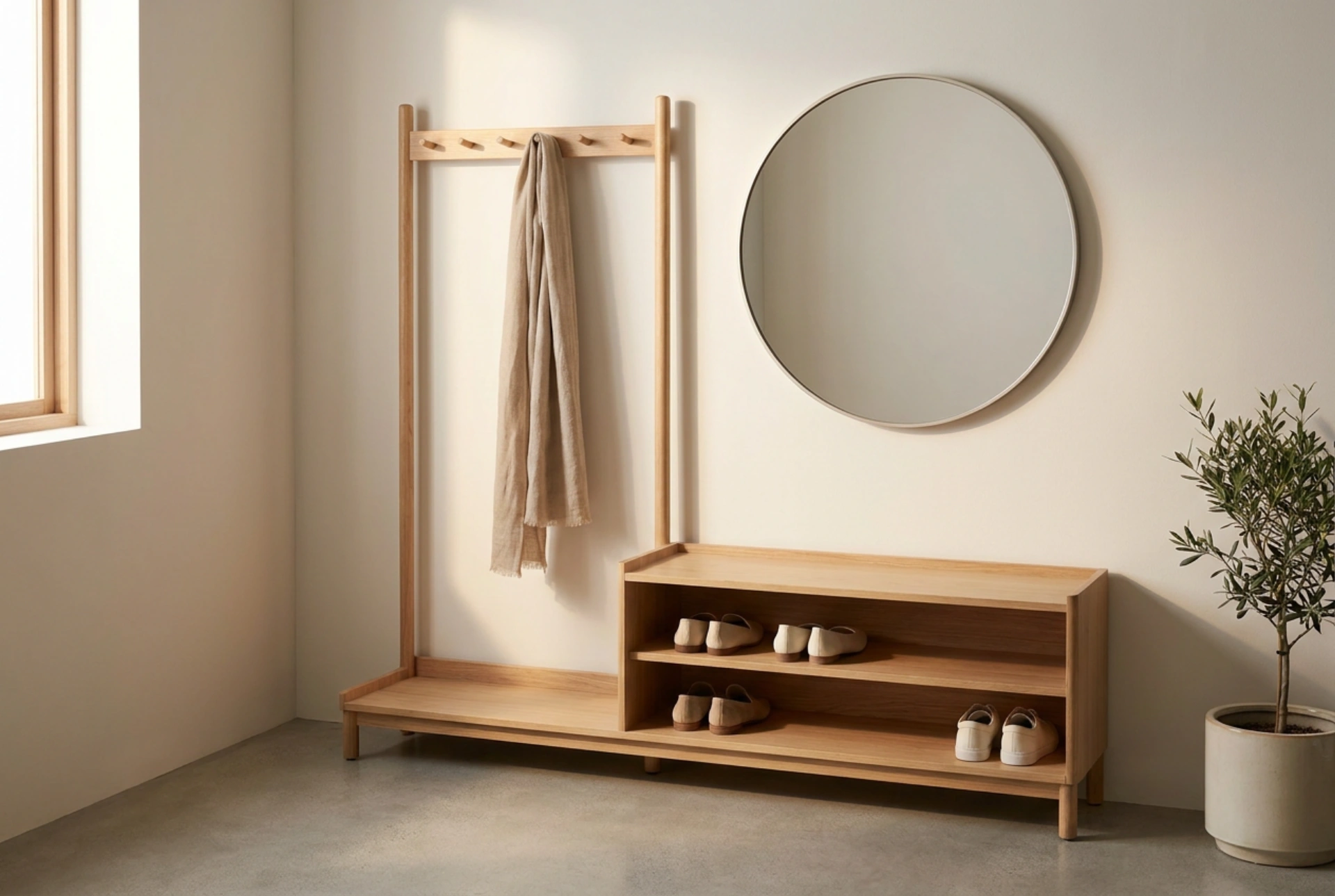 Un vestiaire avec meuble à chaussures pour simplifier vos départs quotidiens