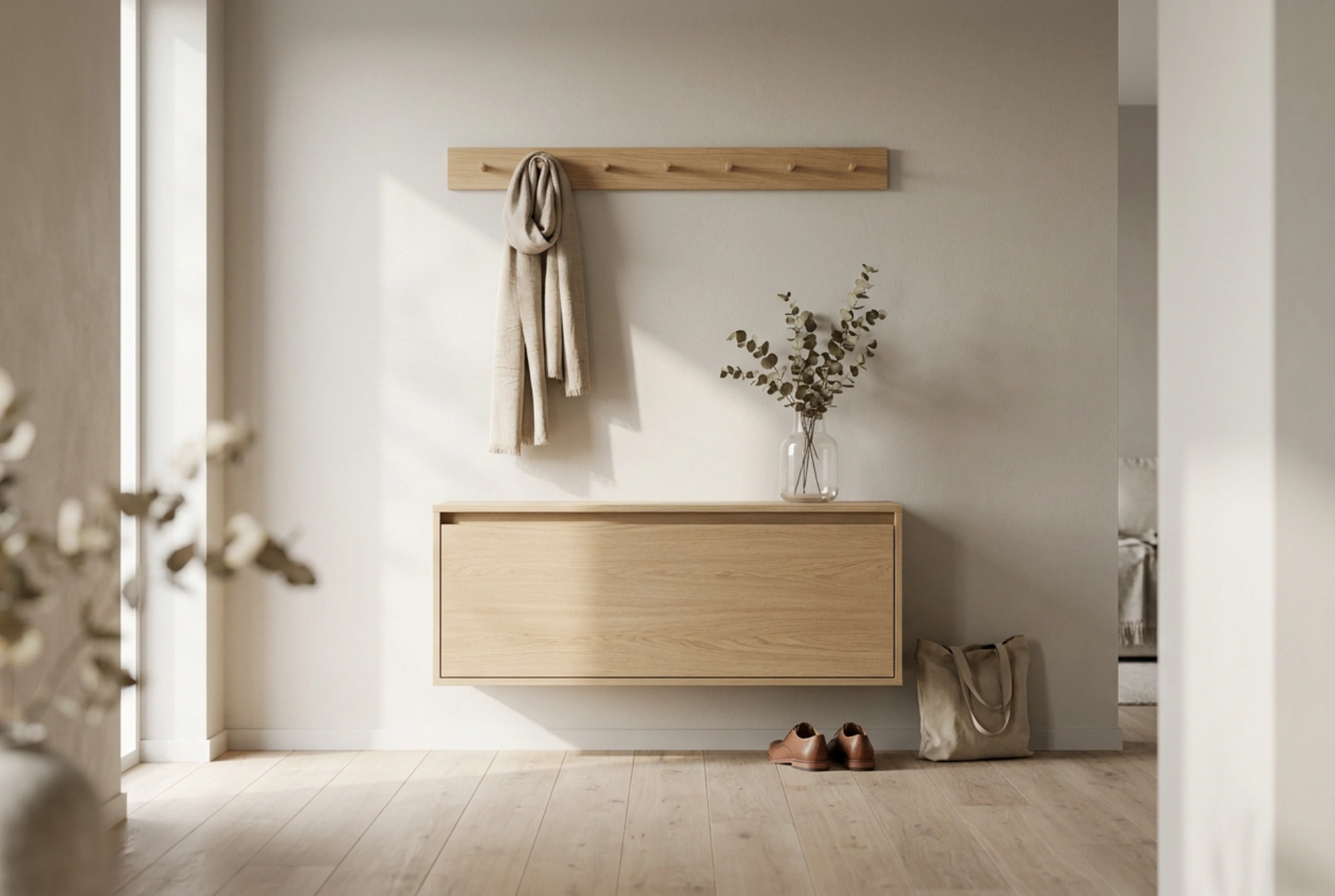 Comment harmoniser un porte-manteau et un meuble à chaussures dans une entrée cohérente