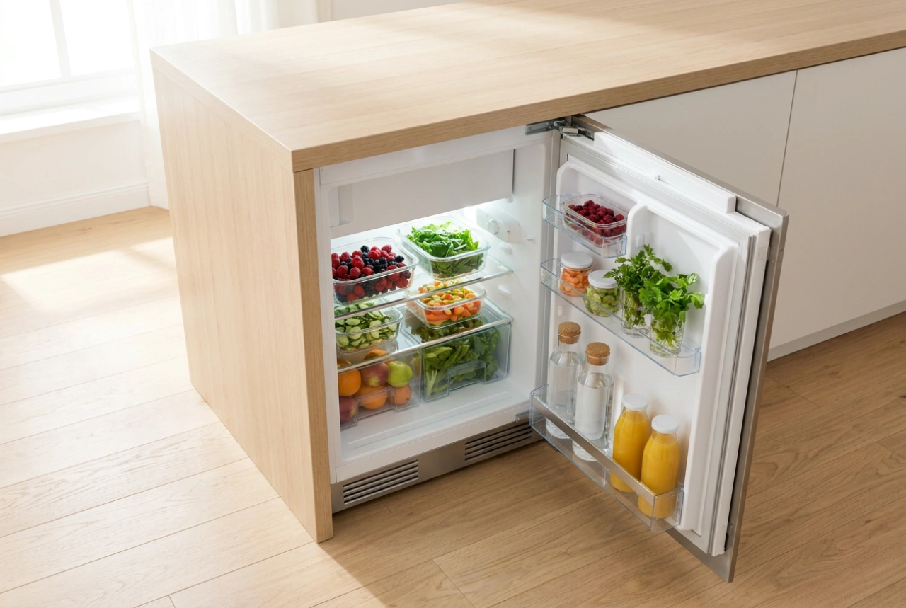 Comment planifier un petit réfrigérateur encastrable dans une kitchenette