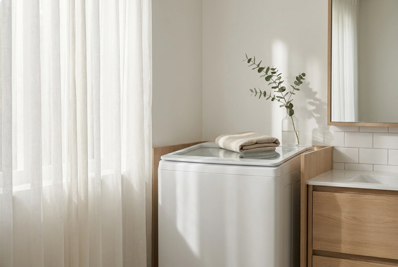 L'intégration d'un lave-linge à chargement par le haut dans l'aménagement de la salle de bains