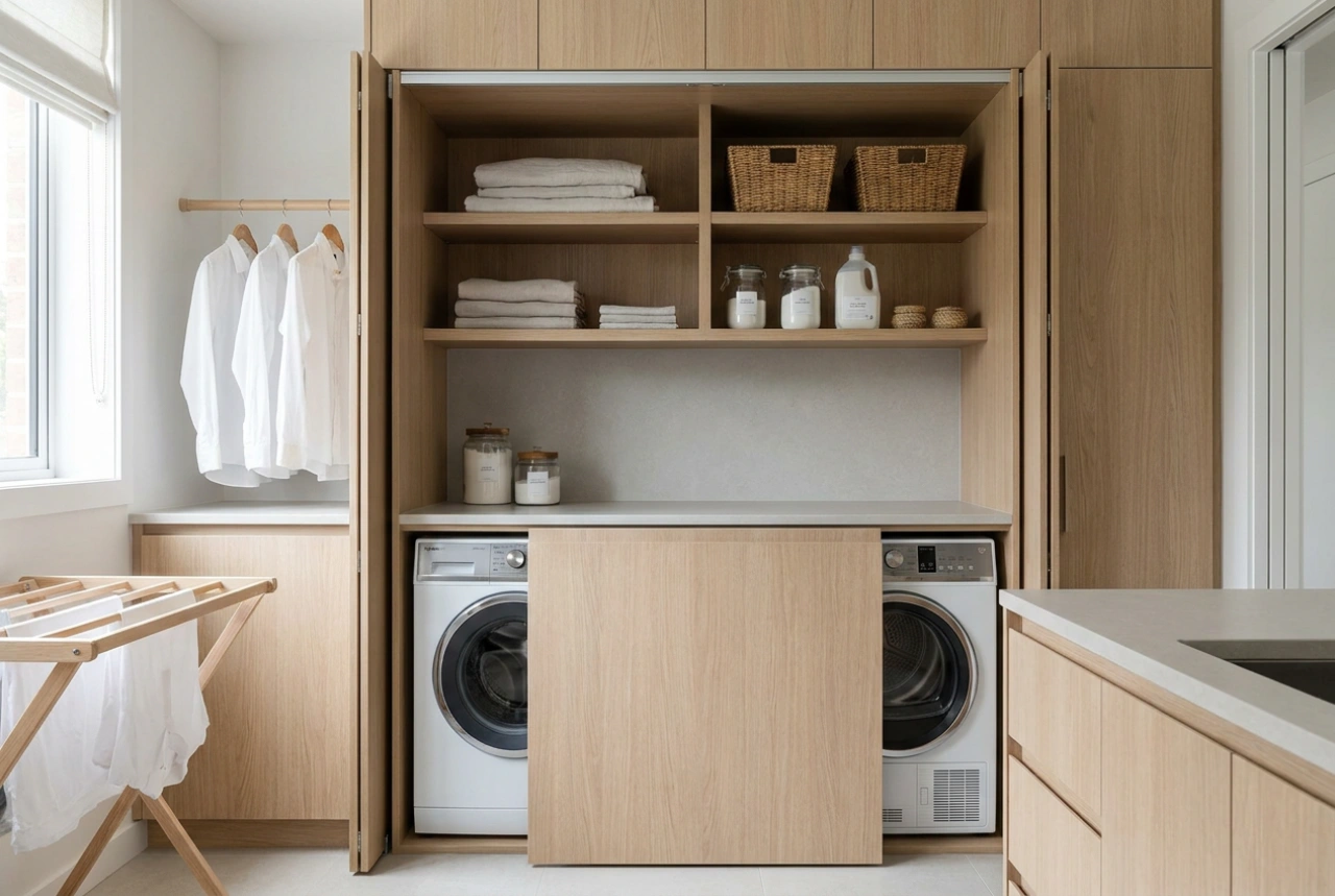 Comment planifier l'intégration d'un lave-linge et d'un sèche-linge dans un meuble sur mesure